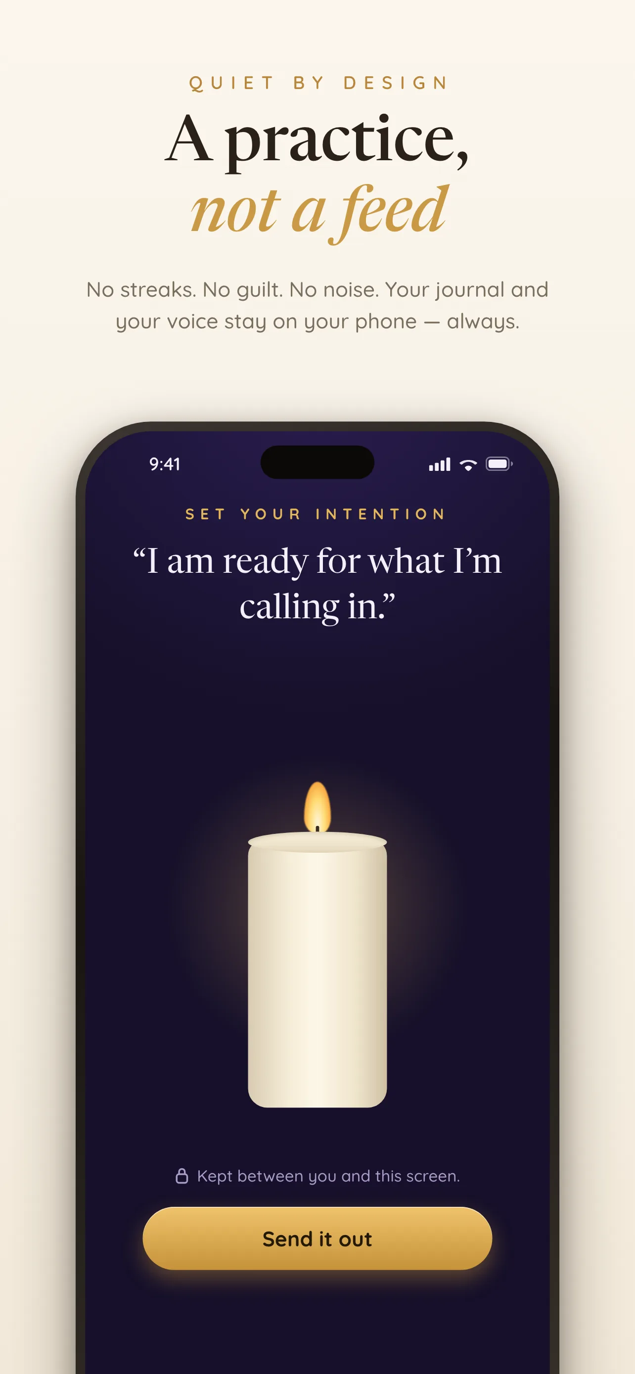 Shyne App Store screenshot — candle intention ritual
